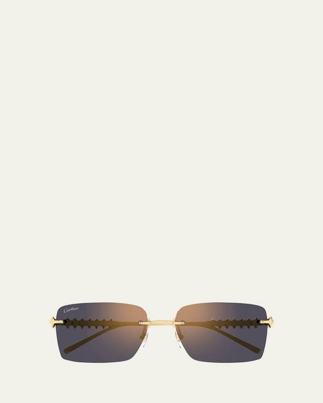 Rimless Metal Rectangle Sunglasses